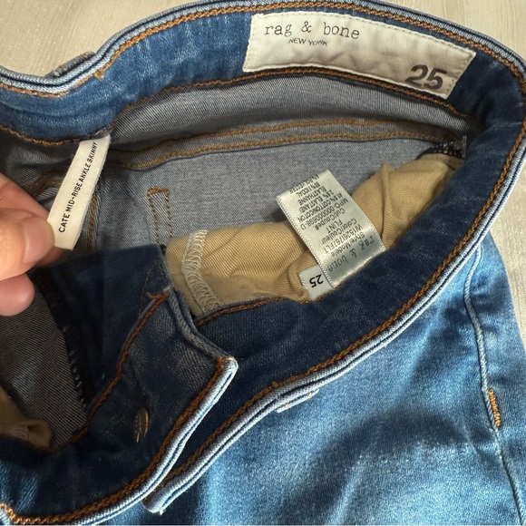 Rag & Bone Women’s Cate Mid-Rise Skinny Raw Edge Jeans Size 25 - Picture 4 of 10